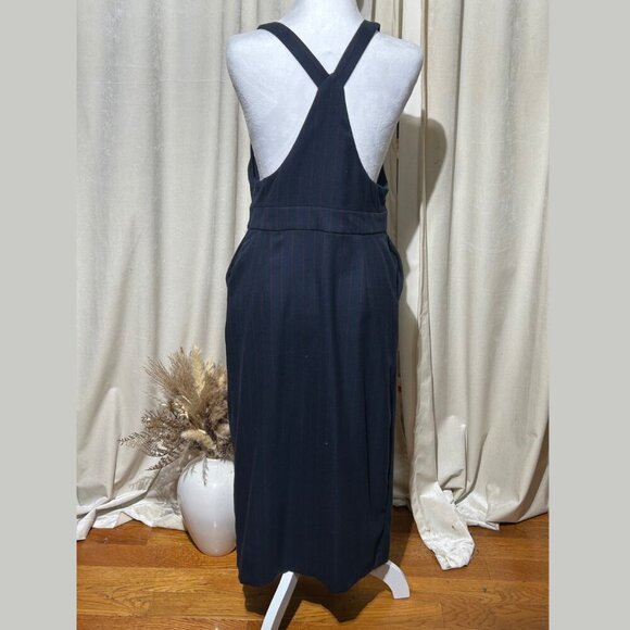 2/30 Zara Navy & Red Pinstripe Pinafore Dress – , Workwear Chic S - 6 - Picture 6 of 9